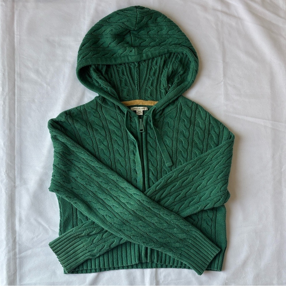 American Eagle Outfitters Green Hooded Sweater - Picture 1 of 4